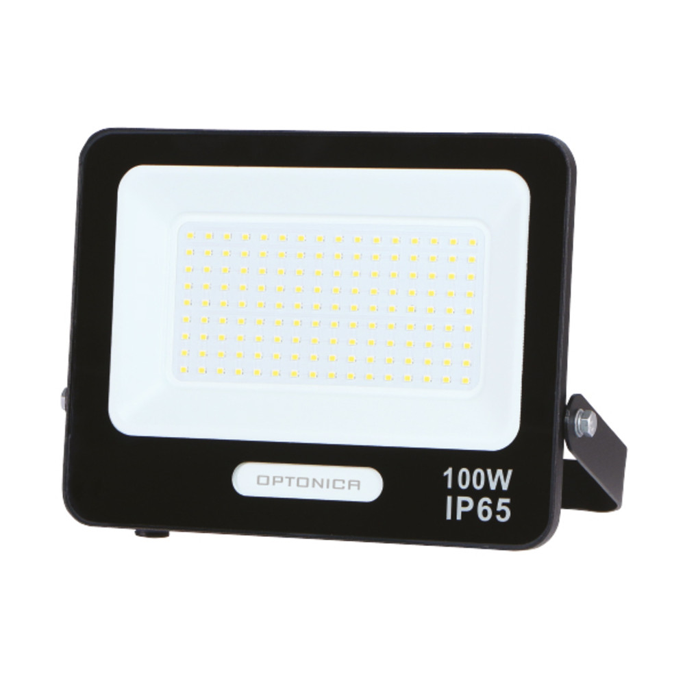 LED smd reflektor, fekete, IP65, 15 cm-es kábellel, 100W, 3000K, meleg fehér, 9000 lm, Optonica, 15830