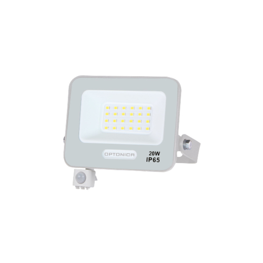 LED smd reflektor IP65 fehértel és érzékelővel, 20W, 3000K, meleg fehér, 1800 lm, Optonica, 15842