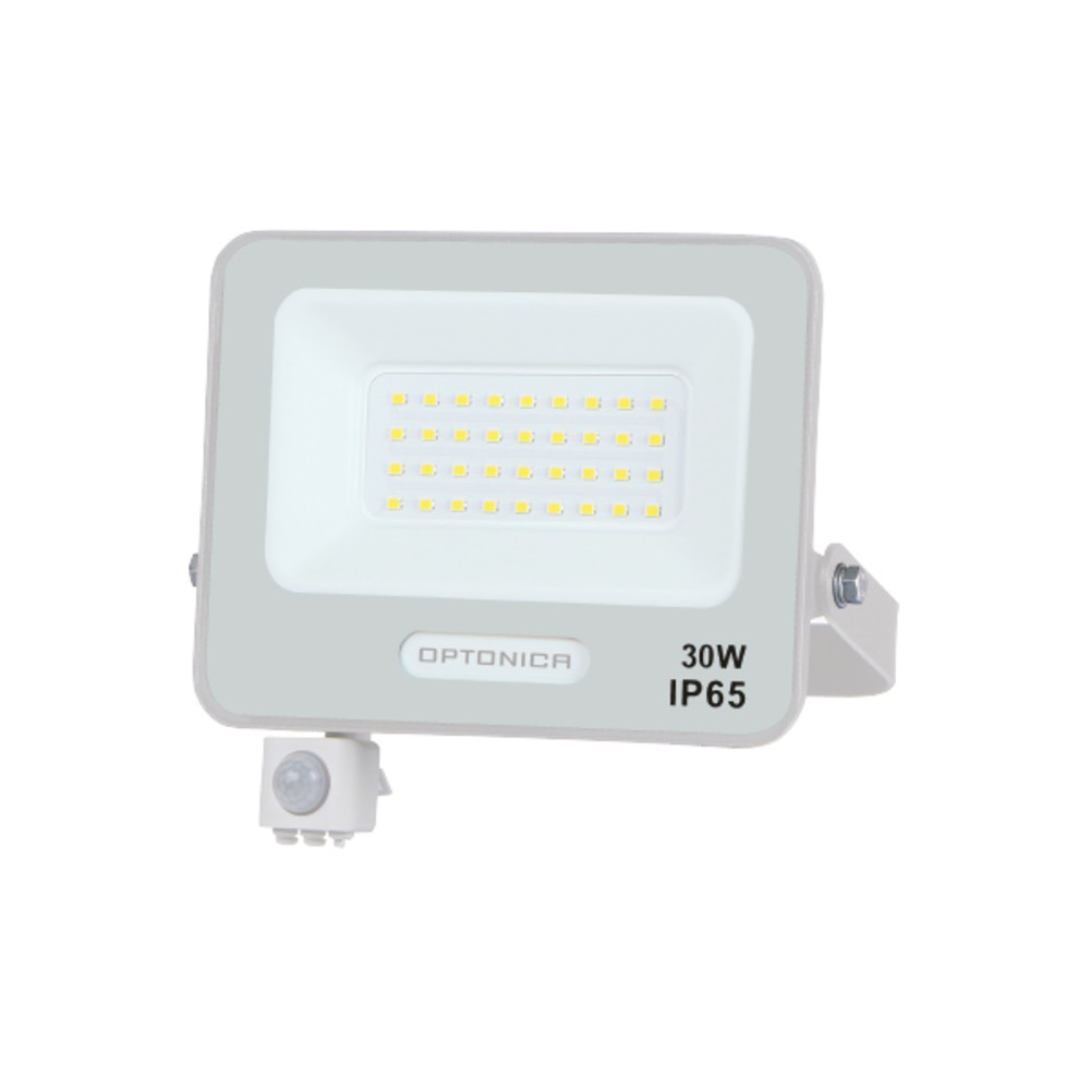LED smd reflektor IP65 fehértel és érzékelővel, 30W, 4000K, természetes fehér, 2700 lm, Optonica, 15844