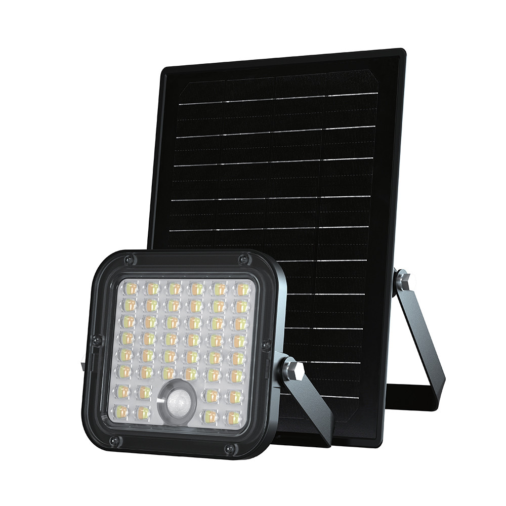 Napelemes LED reflektor, 4000K, természetes fehér, 1500lm, 120°x60°, fekete, IP65, V-TAC, 23756