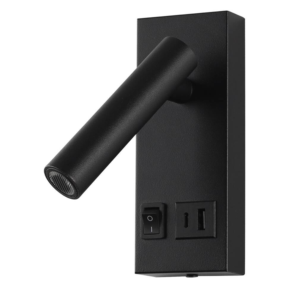 LED szekrényvilágítás 2w ki/be kapcsolóval + usb-vel, fekete, 3000K, meleg fehér, 140 lm, Optonica, 7589