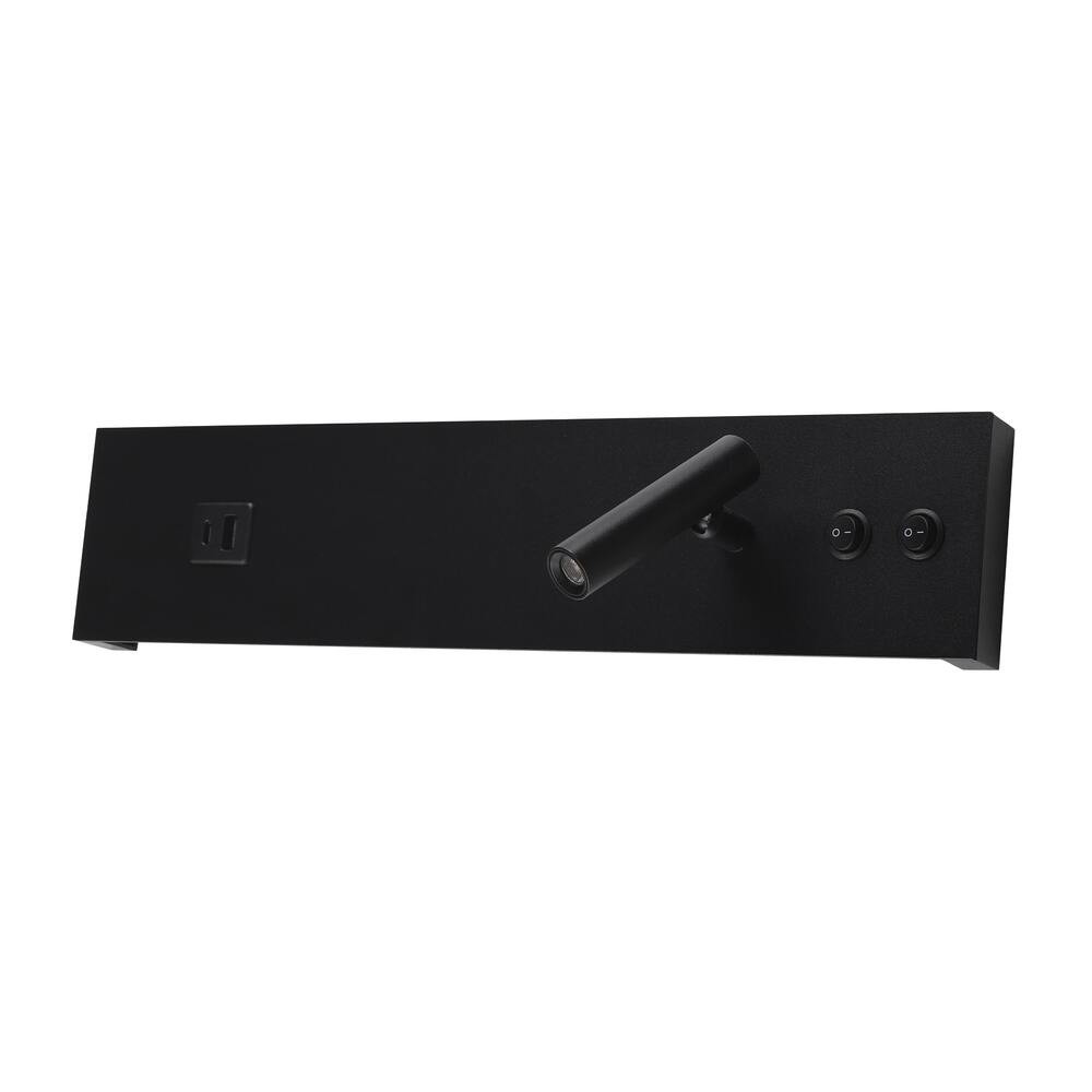 LED fali lámpa 11w IP20 be/ki kapcsolóval + usb fekete 4200k, természetes fehér, 700 lm, Optonica, 7594