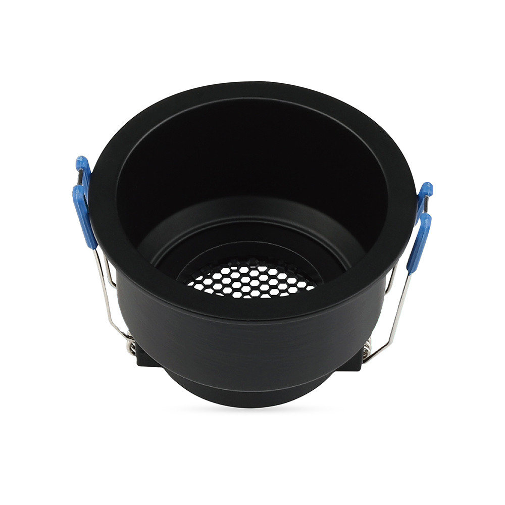 LED spotlámpa keret kerek, méhsejt diffúzorral, GU10, fekete, V-TAC, 23762