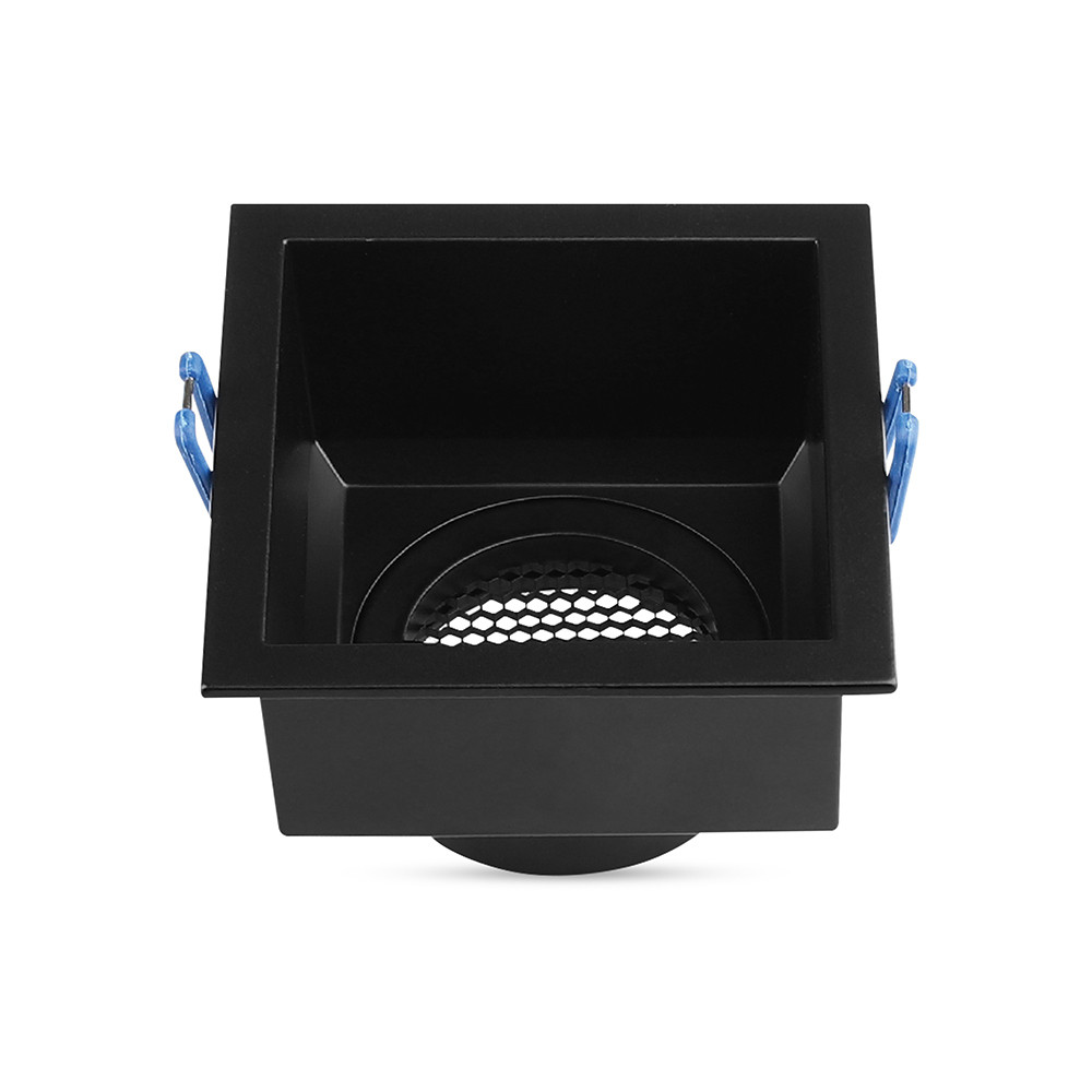 LED spotlámpa keret négyzet alakú, méhsejt diffúzorral, GU10, fekete, V-TAC, 23764