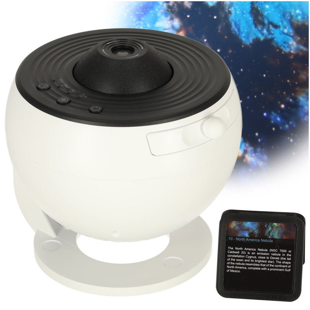 Csillagos égbolt projektor, LED éjszakai fény, USB planetárium, 12 lemez, 360°-os időzítő