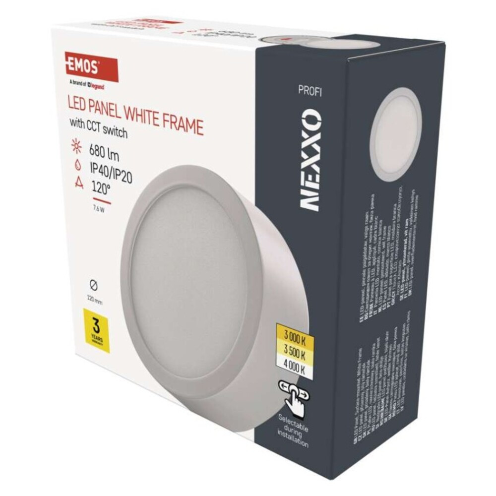 LED felületi lámpatest NEXXO, kerek, fehér, 7,6W, CCT, 680, 220–240V, CRI> 80, IP40/IP20, EMOS, ZM5123