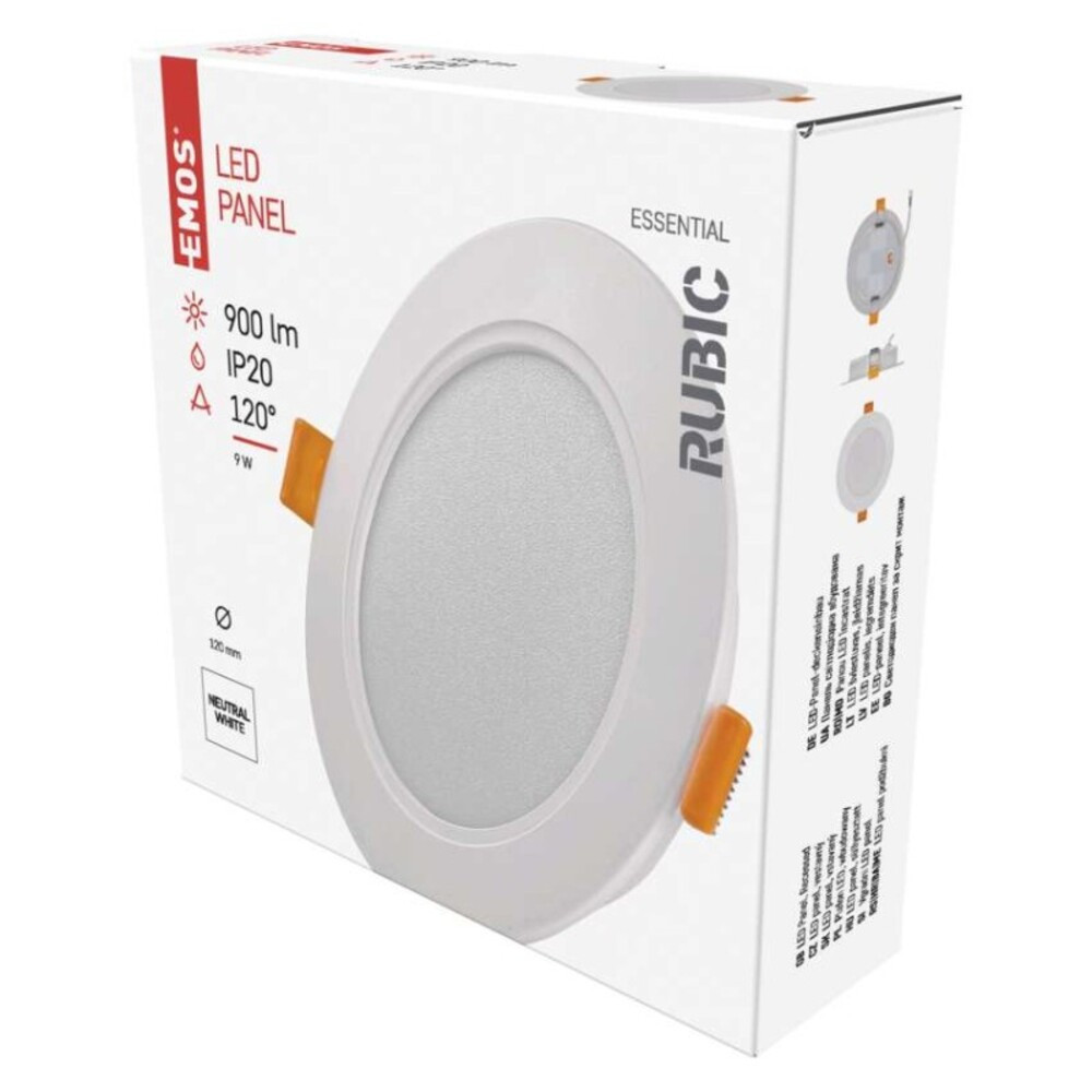 LED süllyesztett lámpatest RUBIC, kerek, fehér, 9W, természetes fehér, 4000K, 900, 220–240V, CRI> 80, IP20, EMOS, ZD1432