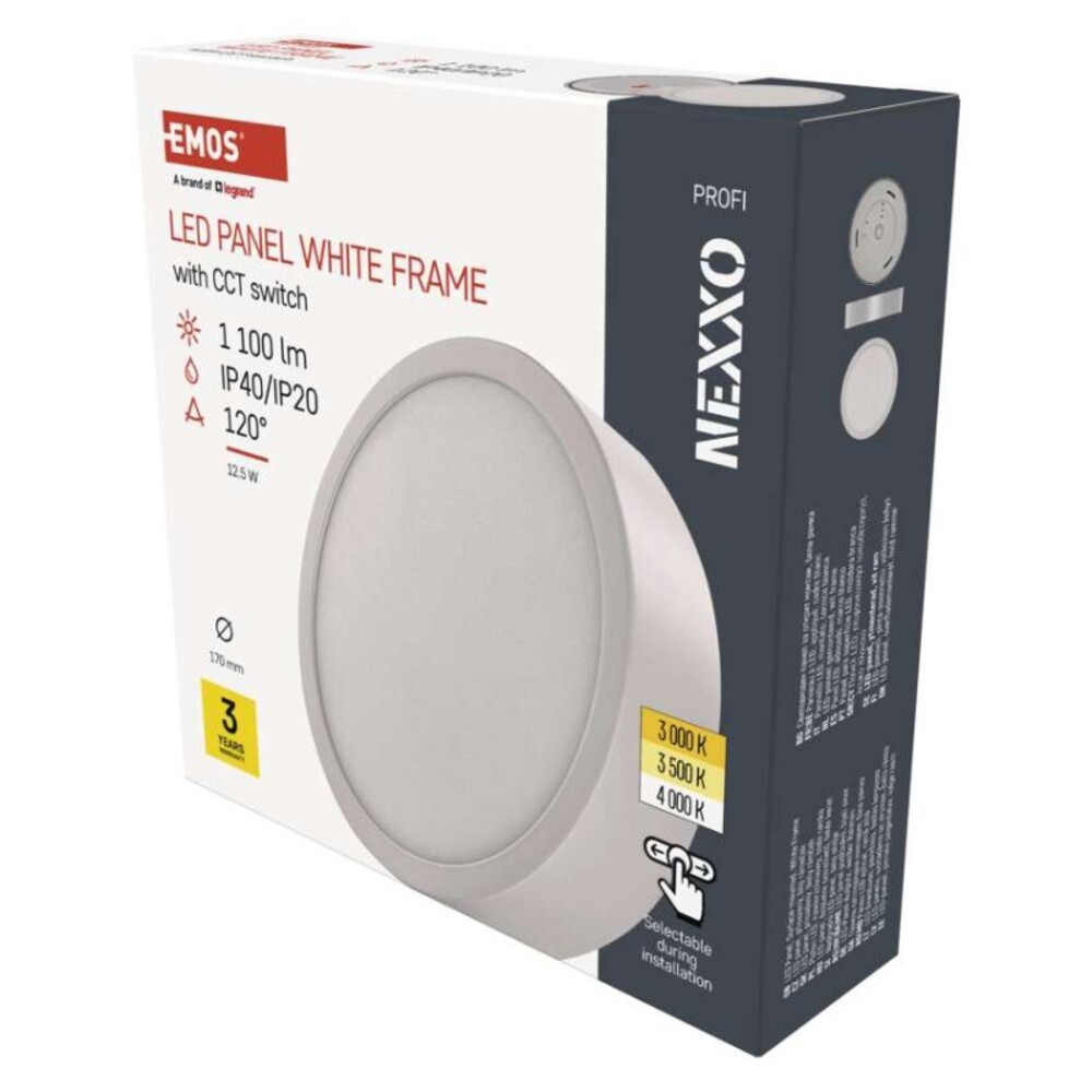LED felületi lámpatest NEXXO, kerek, fehér, 12,5W, CCT, 1100, 220–240V, CRI> 80, IP40/IP20, EMOS, ZM5133