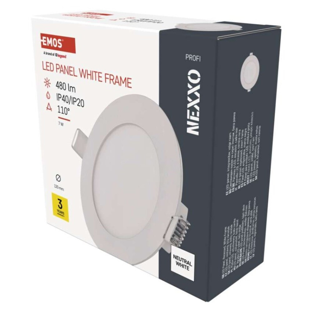 LED süllyesztett lámpatest NEXXO, kerek, fehér, 7W, természetes fehér, 4000K, 480, 220–240V, CRI> 82, IP40/IP20, EMOS, ZD1125