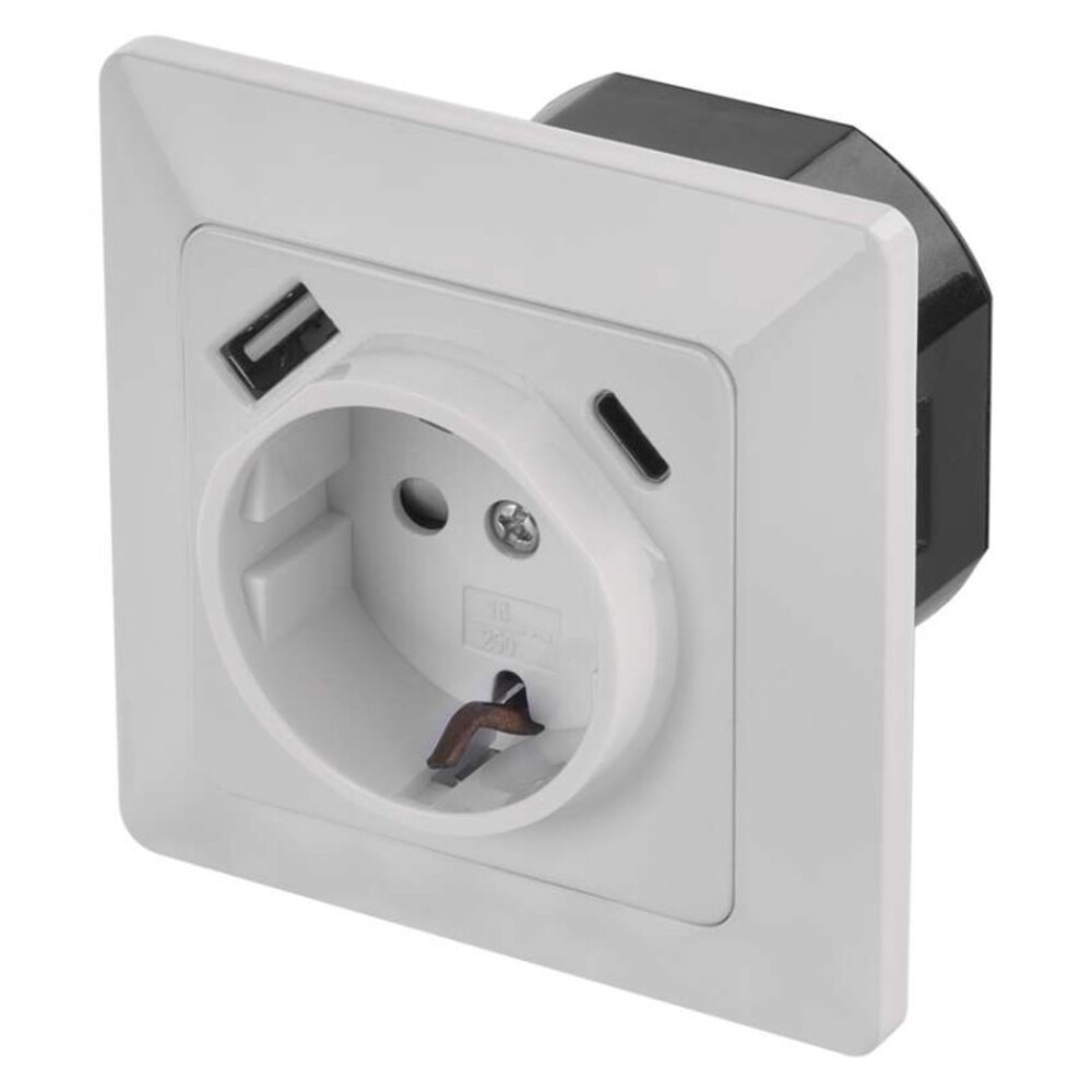 EMOS Aljzat USB A+USB C, fehér, 250V, fehér (fényes), IP20, A6000.5