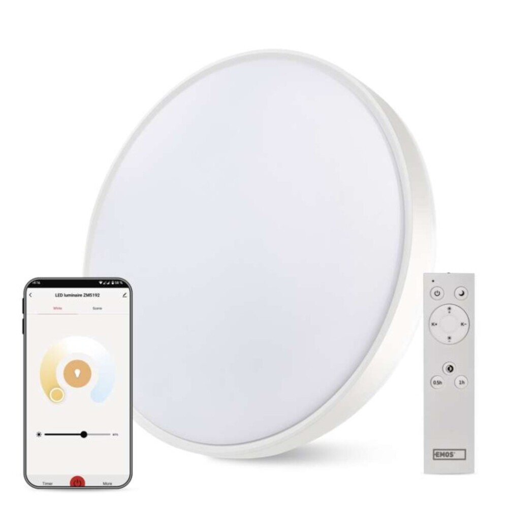 Okos LED mennyezeti lámpatest GoSmart, kör alakú, 45W, CCT, dimmelhető, WiFi, 2700, 220–240V, CRI> 80, IP20, EMOS, ZM5192