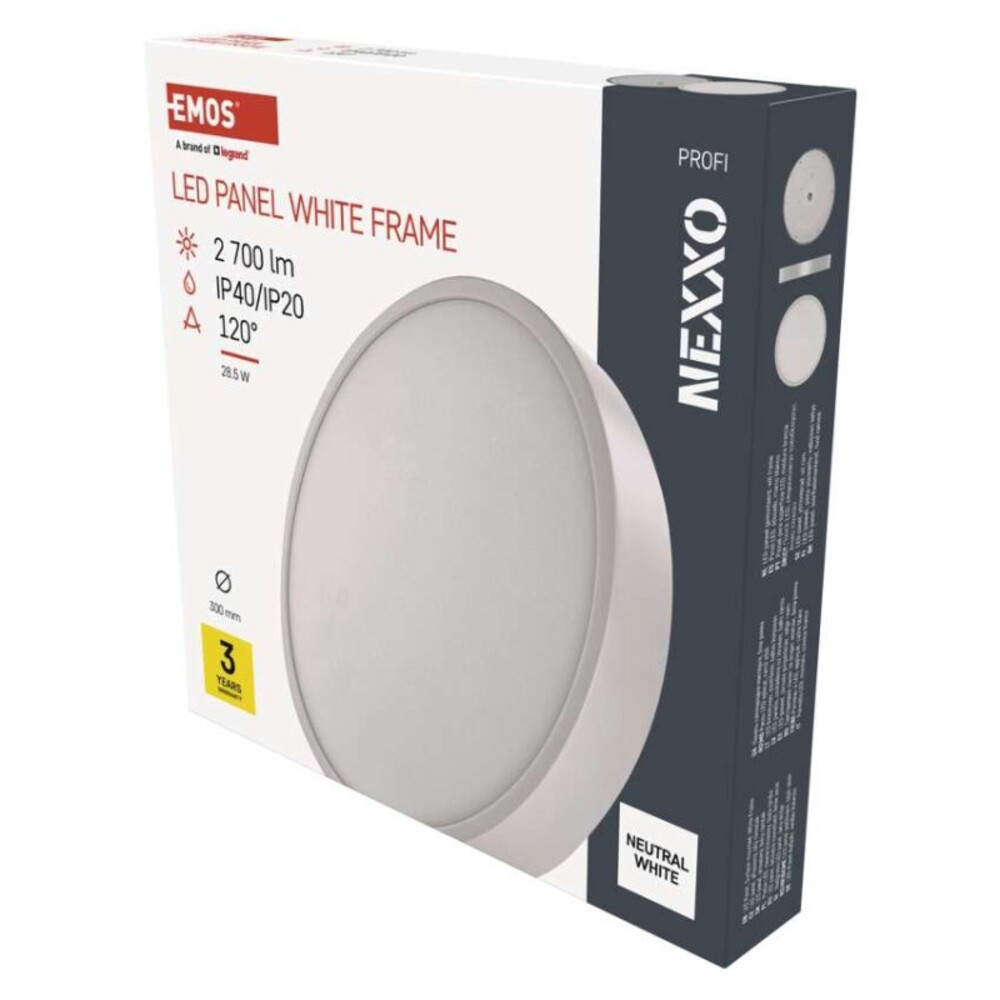 LED-es felületi lámpatest NEXXO, kerek, fehér, 28,5W, semleges fehér, 4000K, 2700, 220–240V, CRI> 80, Természetes fehér, IP40/IP20, EMOS, ZM5155