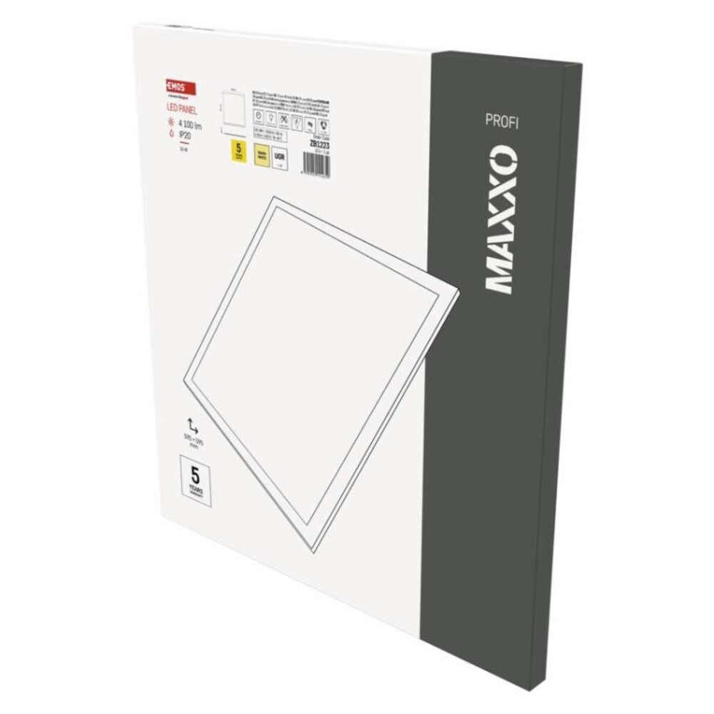 LED panel MAXXO 60 × 60 cm, 10 mm, 36 W, 4100 lm, süllyesztett, meleg fehér, UGR 80, EMOS, ZB1223