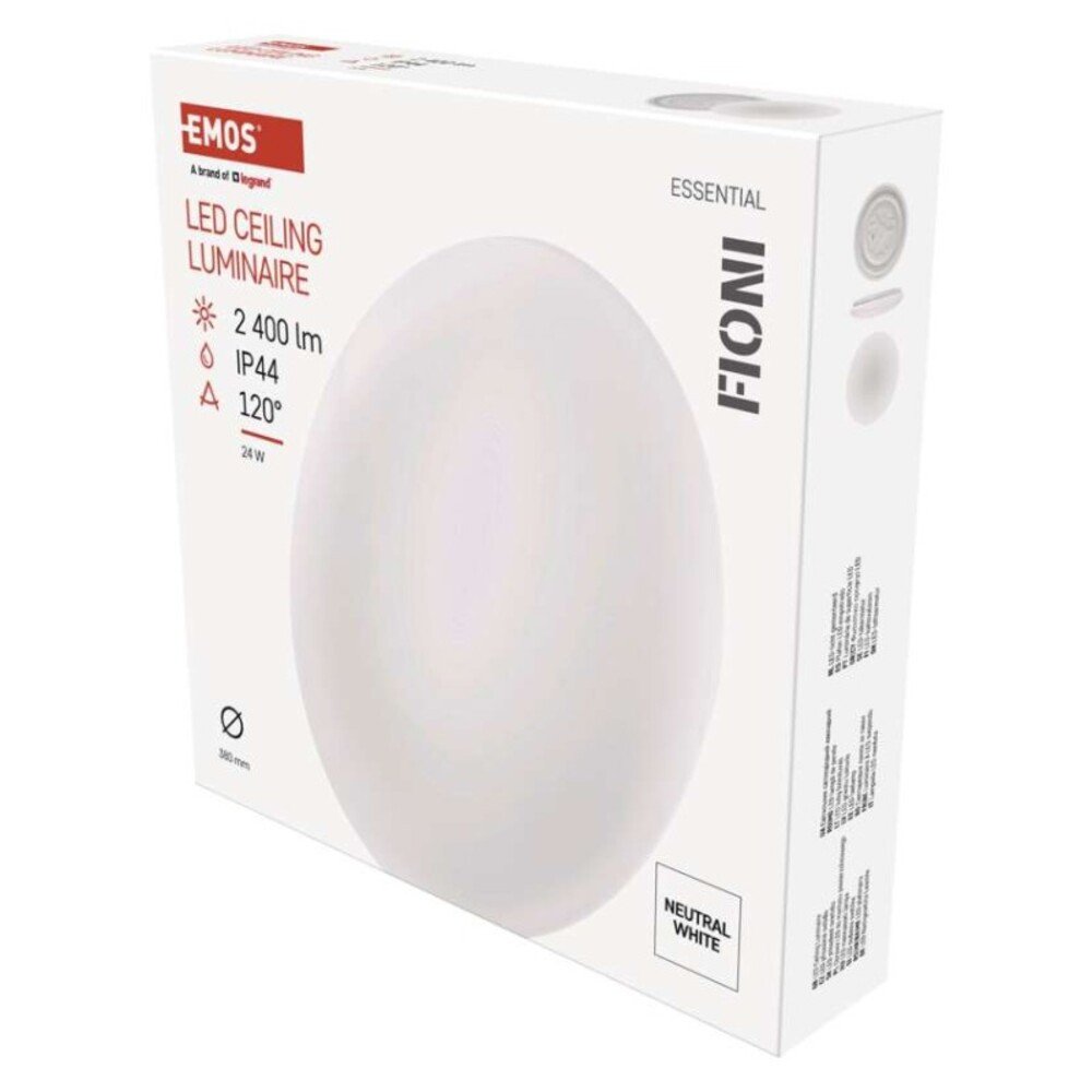 EMOS LED MENNYEZETI LÁMPA FIONI 24W NW IP44, 4000K, 2400, 220–240V, CRI> 80, Természetes fehér, ZM1122