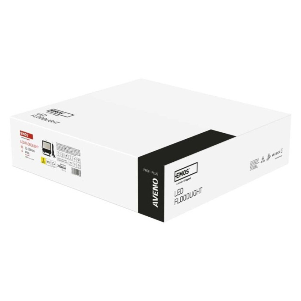EMOS AVENO LED reflektor 200W 32 000lm természetes fehér, 4000K, 31000, 100–277V, CRI> 80, fekete, IP66, ZS2463A