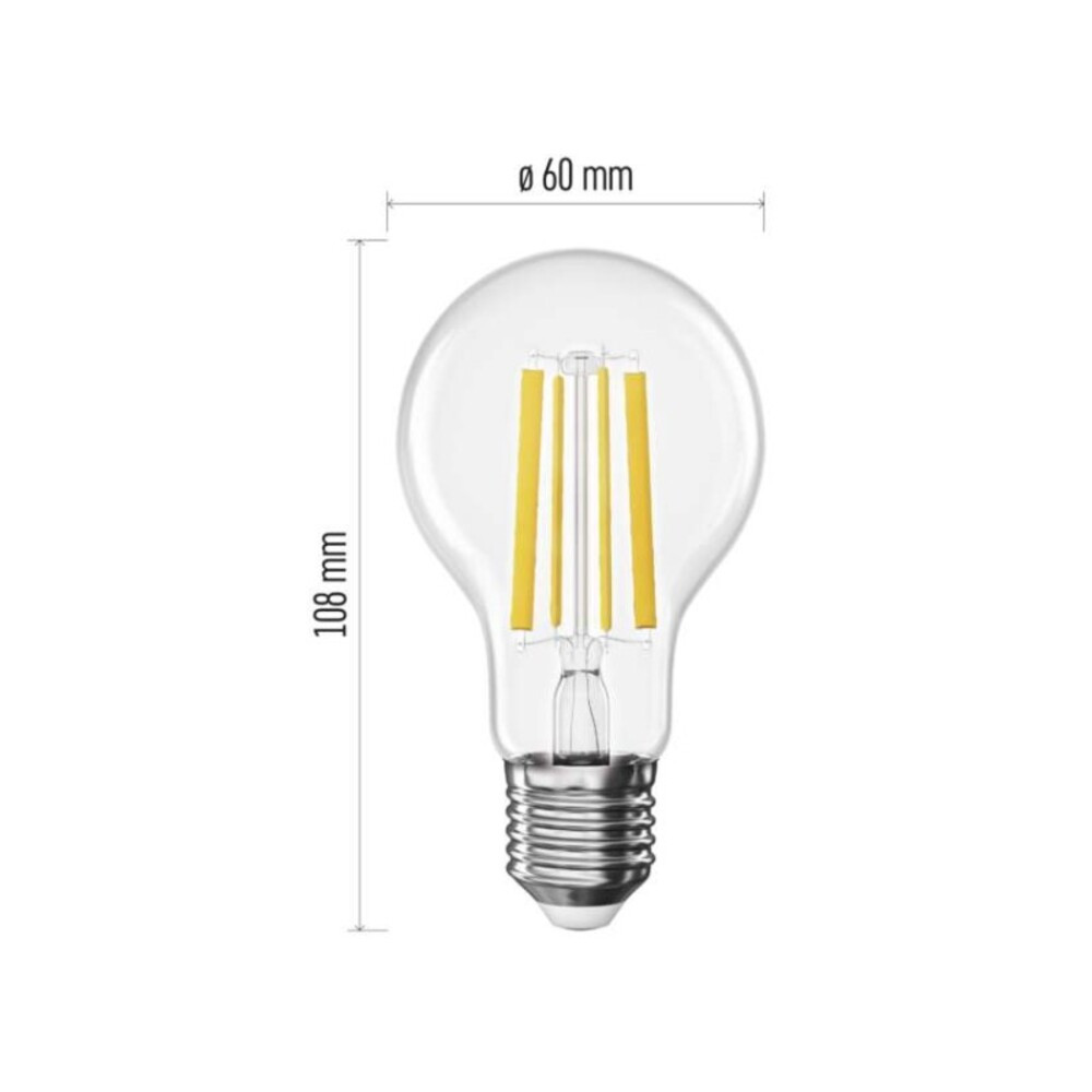 LED izzó Filament A60, E27, 10,5 W (100 W), 1521 lm, Meleg fehér, 2700K, 220-240V, CRI>80, EMOS, ZF5D62