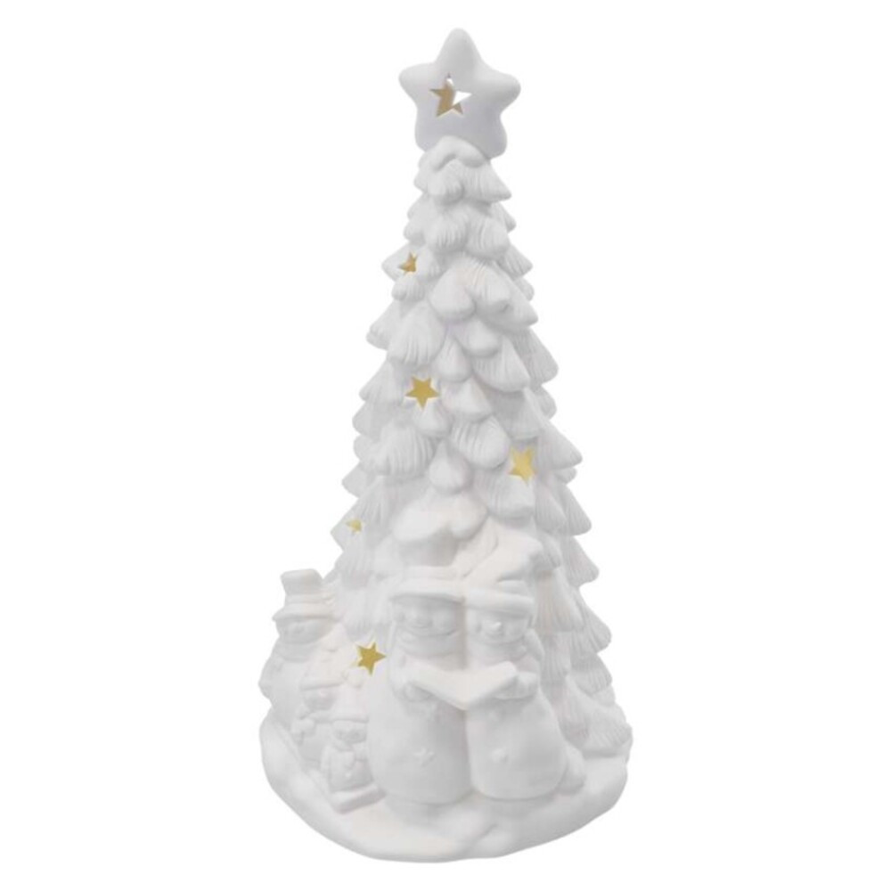 Kerámia LED-es fa hóemberekkel, 33,5 cm, 2x AA, meleg fehér, időzítő, IP20, EMOS, DCLW31
