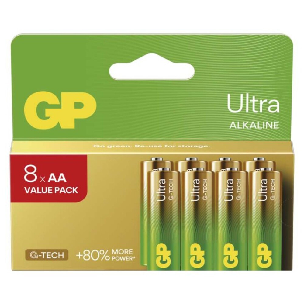 GP Ultra Alkáli elem AA 8db, 1,5V, B02238