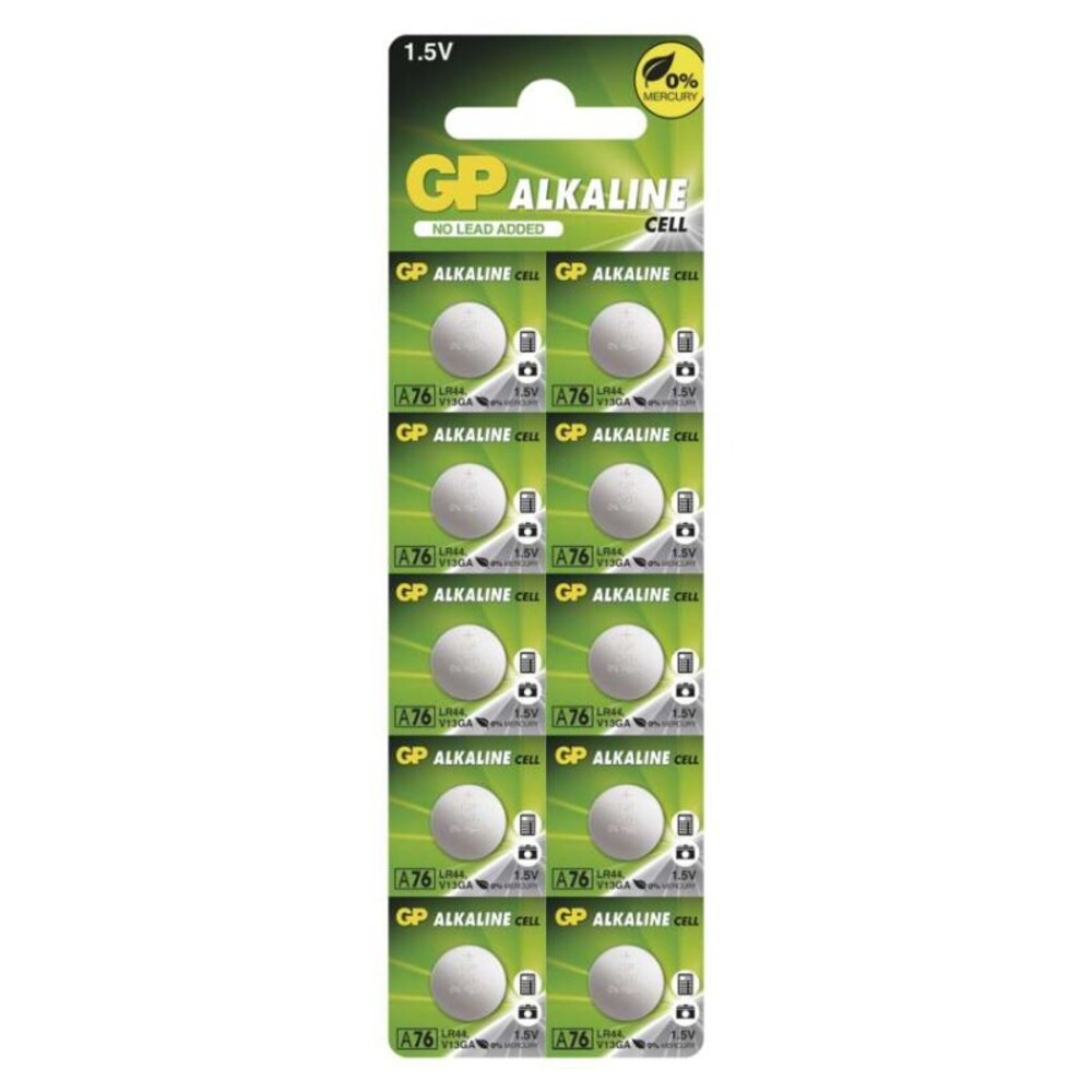GP Alkáli gombelem LR44 (A76F) 10db, 1,5V, B3176G