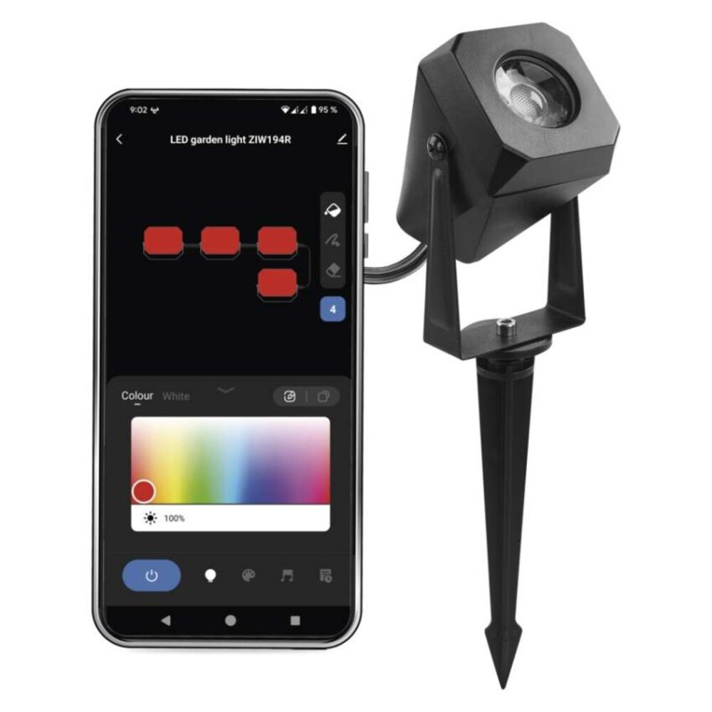 GoSmart kültéri LED spotlámpa, bővítő készlet, 1 darab, 1,5 W, RGBIC dimmelhető, WiFi, 100, CCT, IP65, EMOS, ZIW191R