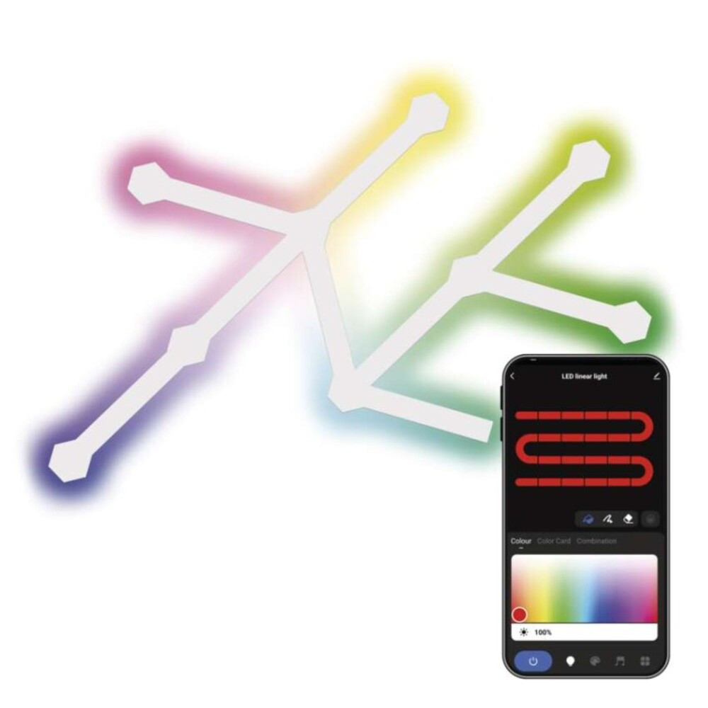 GoSmart LED lámpatest Lines fehér, 9 részből álló, 34 W, RGBIC dimmelhető, WiFi, IP20, EMOS, ZIW249R
