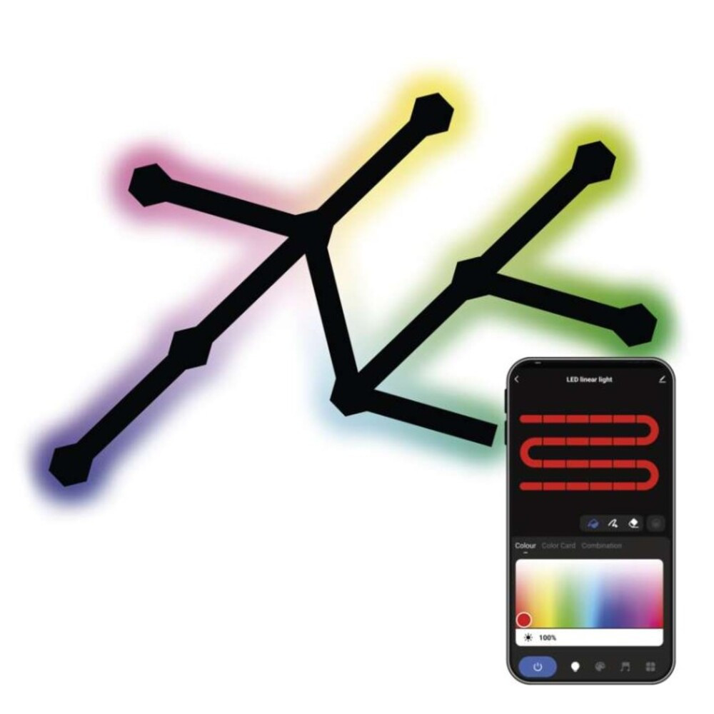 GoSmart LED-es lámpatest Lines fekete, 9 részből álló, 34 W, RGBIC dimmelhető, WiFi, IP20, EMOS, ZIW269R