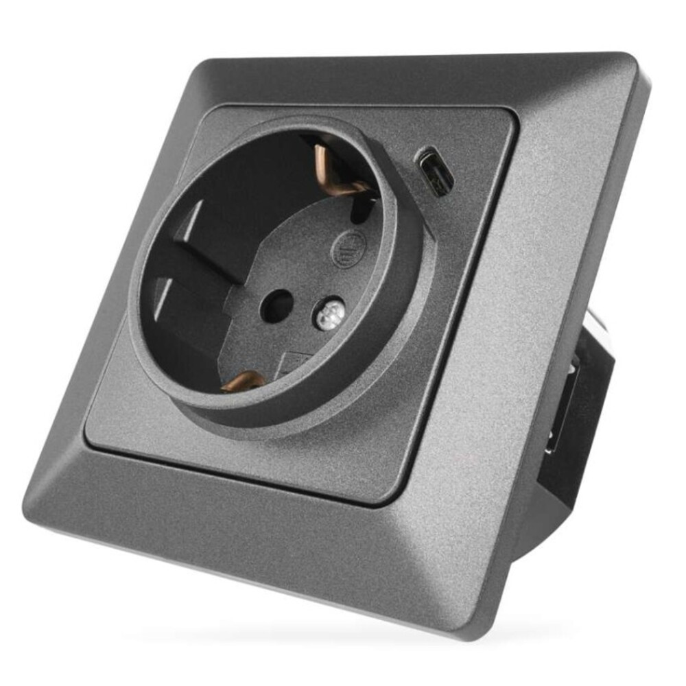 EMOS Aljzat USB-A+USB-C, antracit, 250V, anthracite, IP20, A6000.7