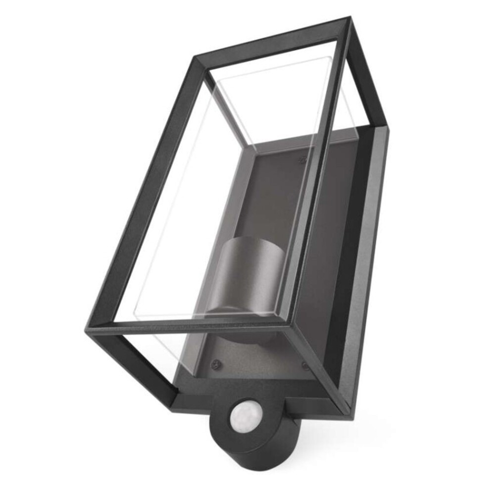 Kerti fali lámpa MALVA szürkületérzékelővel, 13 x 12,5 x 28 cm, 1 x E27, 15 W, 220-240V, fekete, IP44, EMOS, ZGH040P