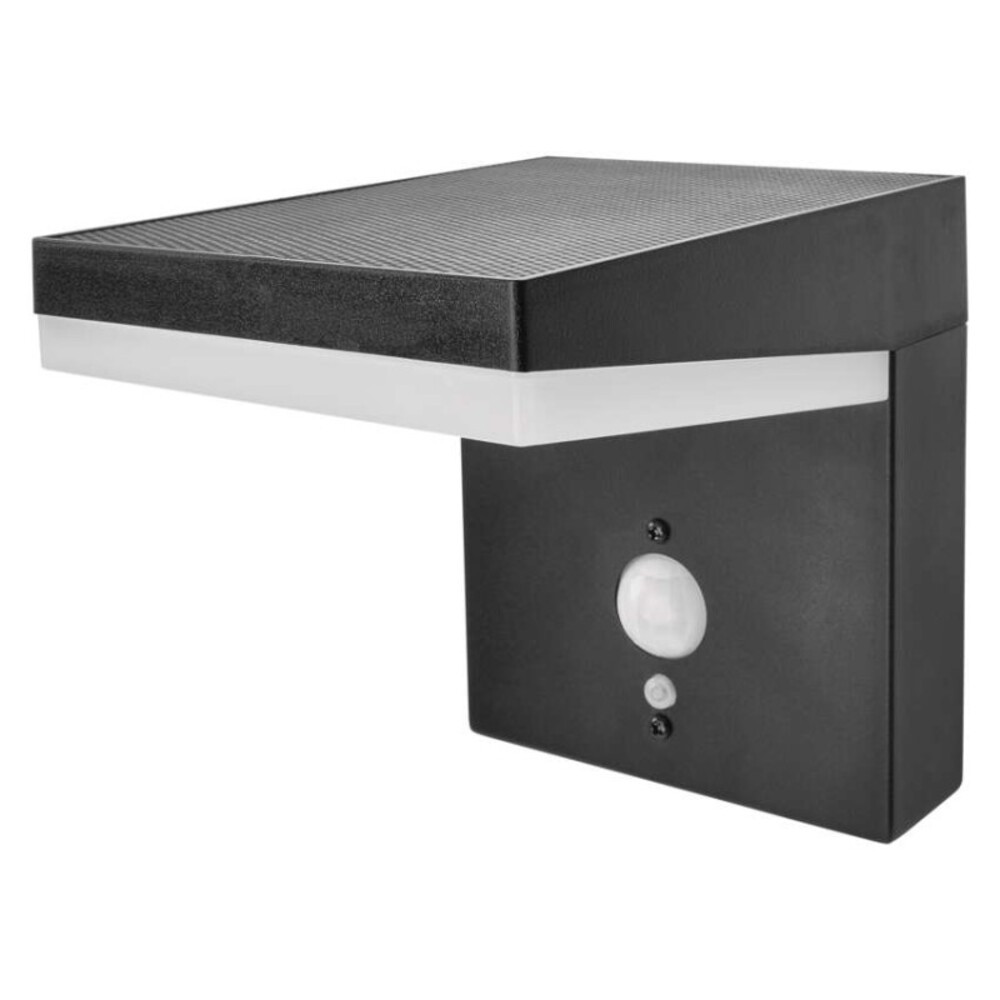 LED napelemes kerti fali lámpa VEREA szürkületérzékelővel, 10,7 x 15,4 x 13 cm, 3000K, 460, CRI> 80, fekete, Meleg fehér, IP44, EMOS, ZGK044S