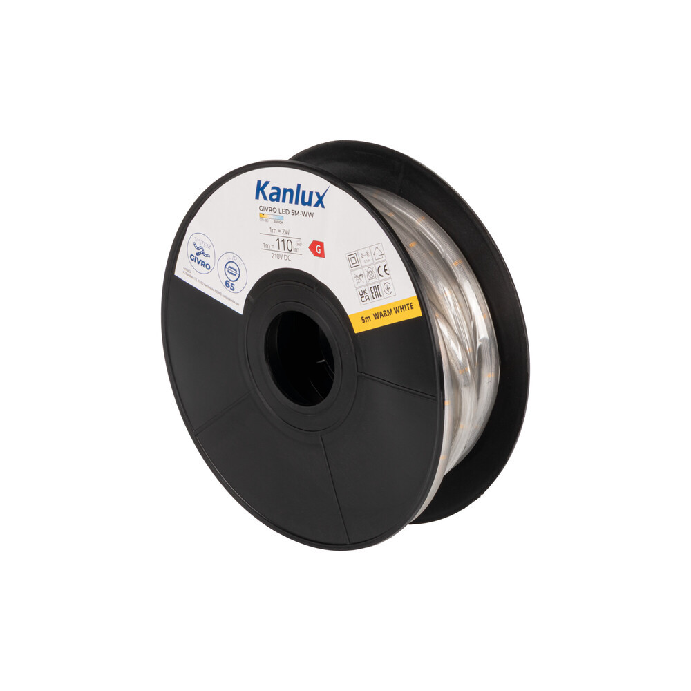GIVRO LED, 5M, meleg fehér, fényslag, IP65, 120lm/m, UV védett, KANLUX