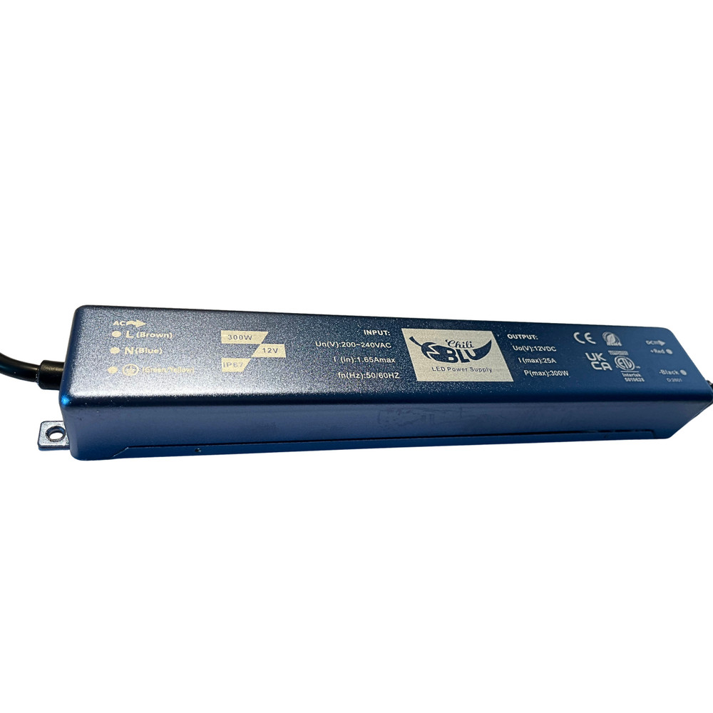 Mini LED tápegység , slim , 300 Watt, 12 Volt , 25A , IP67 , 5 év garancia , ChiliBlu