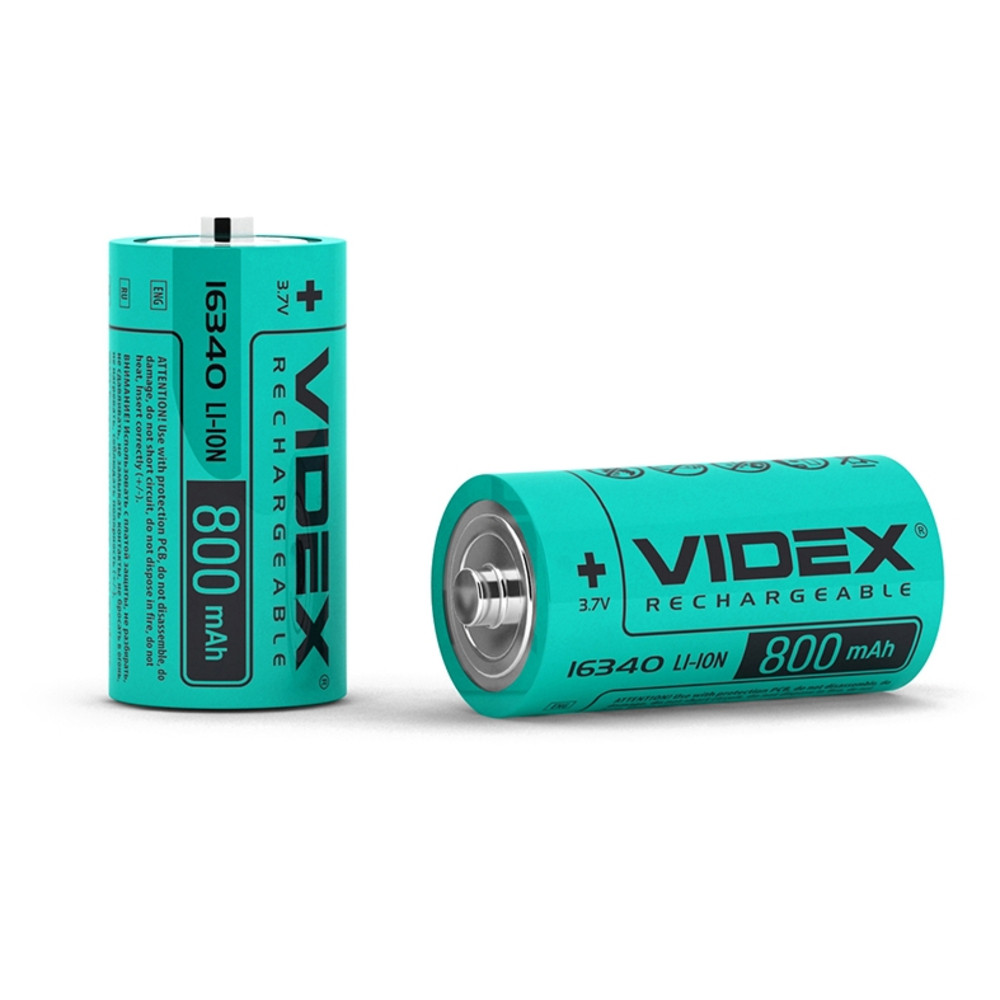 Videx Li-ion 16340 800mAh újratölthető akkumlátor 1db/ csomag