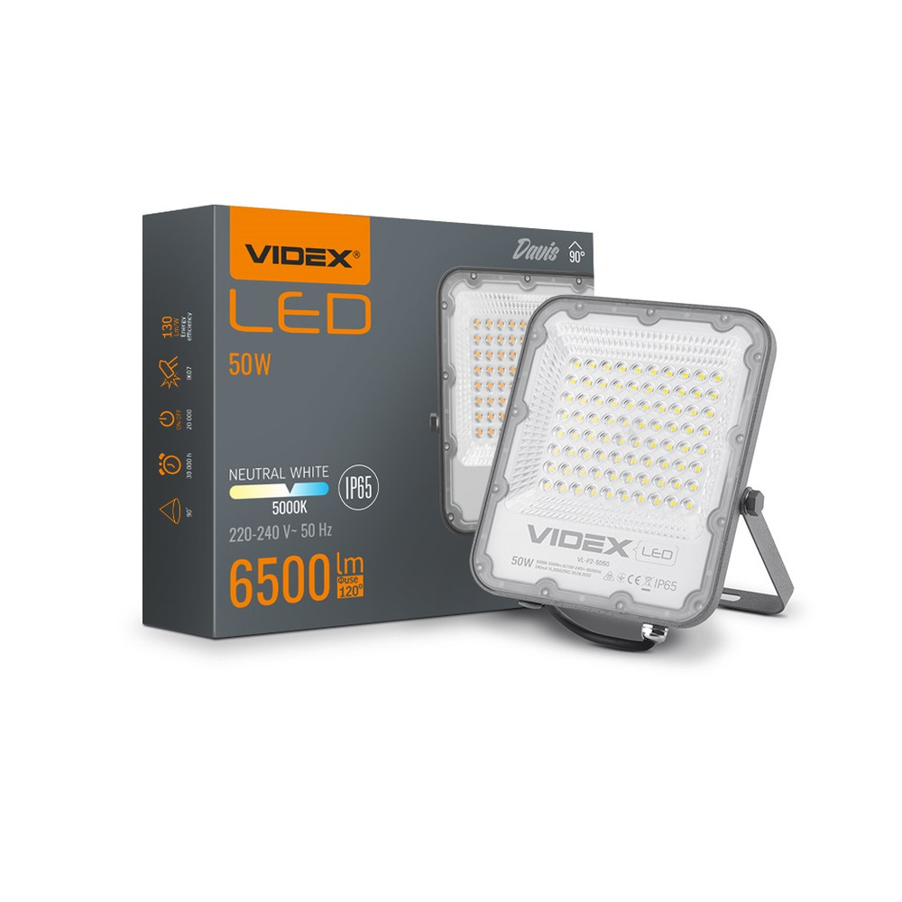 Videx Davis 50 W-os 5000K 6 500lm LED reflektor