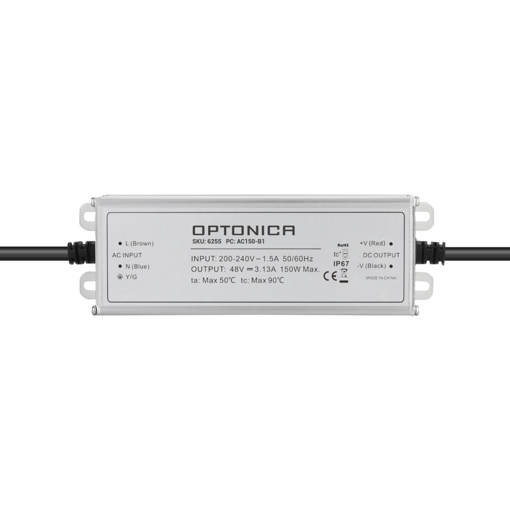 LED vízálló tápegység IP67 150w 48v 3.125a 3 év garancia, fehér, Optonica, 6255