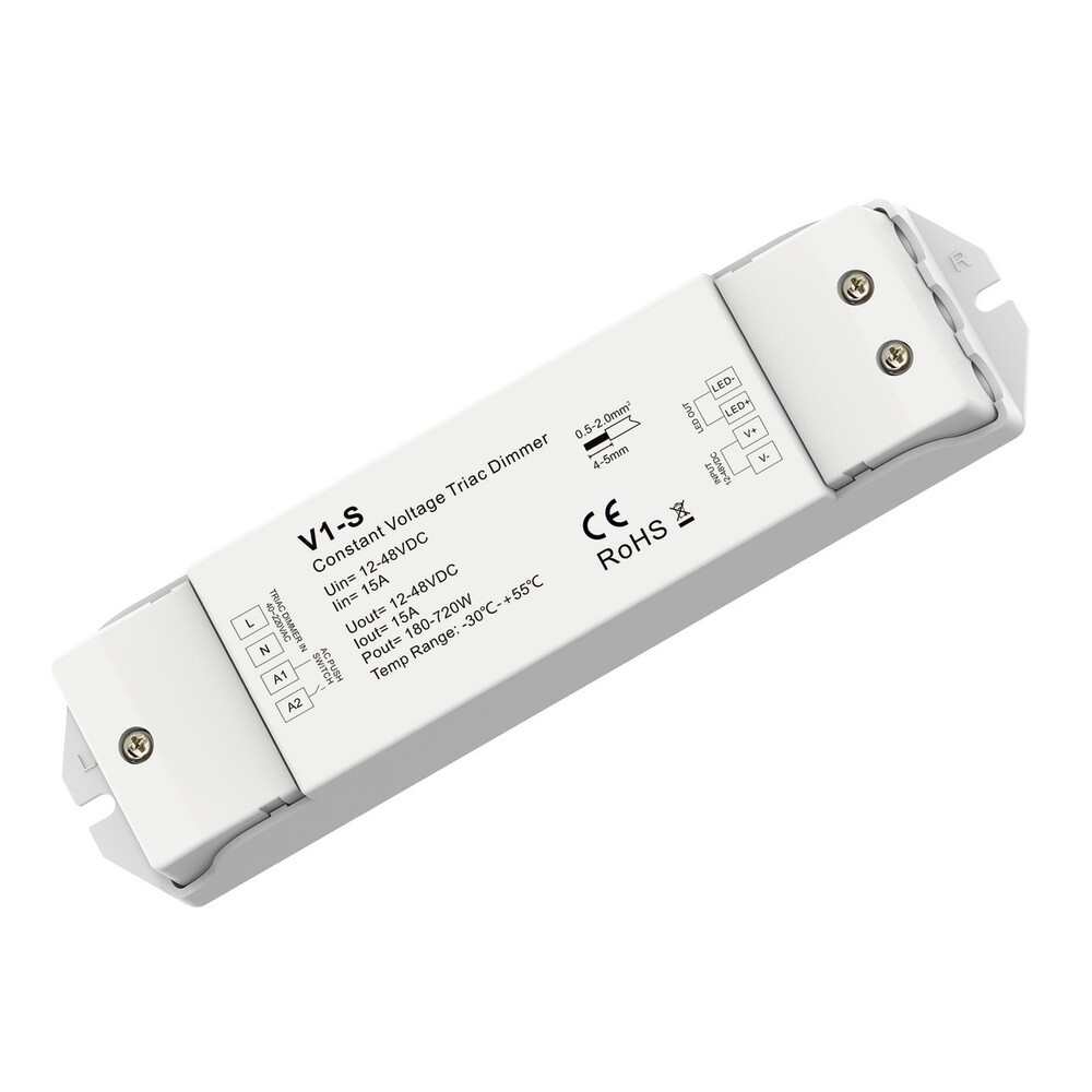 Triac fényerőszabályzó dc12-48v 15a*1 csatorna ac100-220v + nyomógombos kapcsoló, fehér, Optonica, 16305