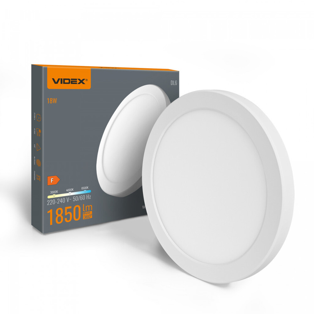 VIDEX DL6R LED Mennyezeti Lámpa 18W 3000K-4000K-6500K 220V Fehér