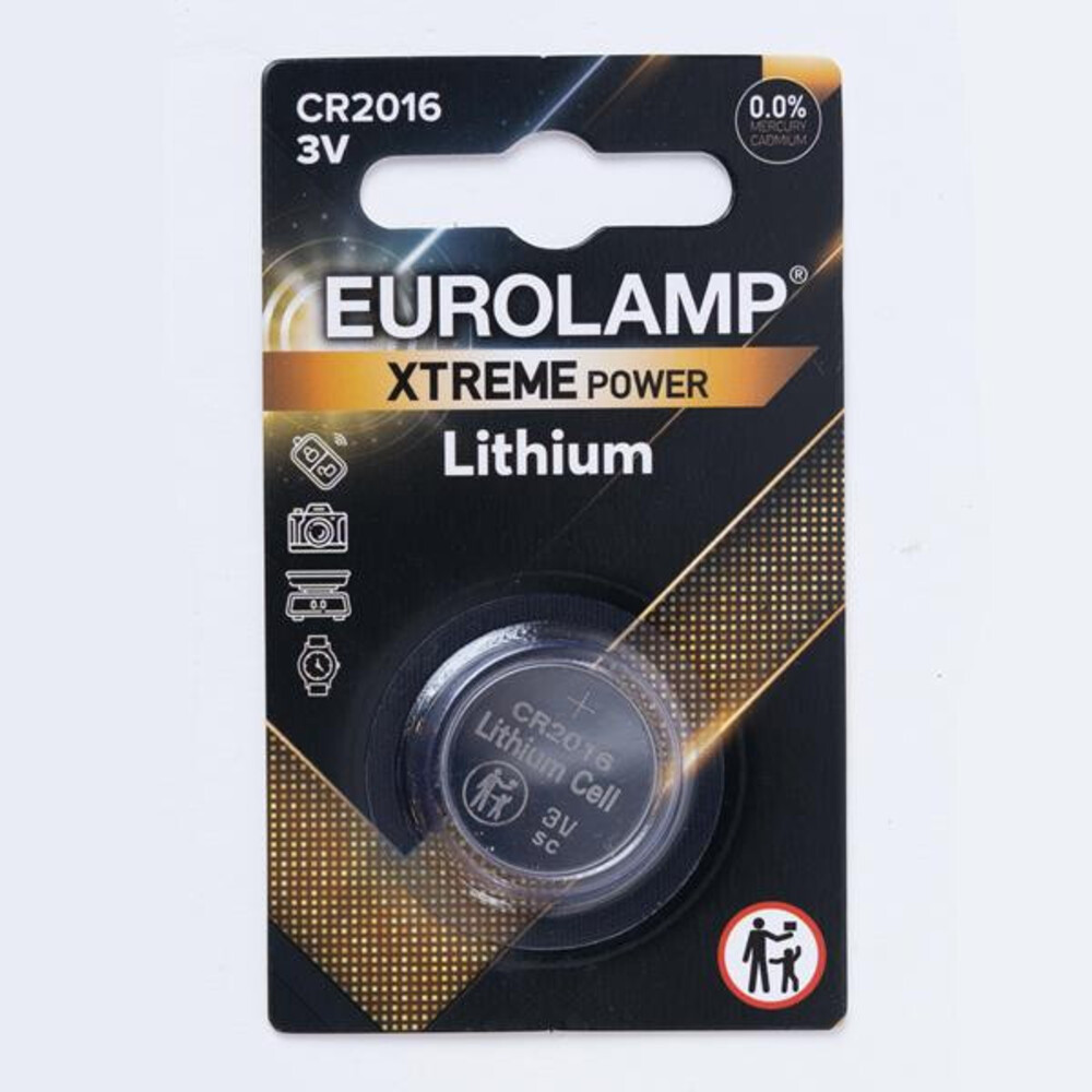 EXTREME LÍTIUM GOMBELEM CR2016 1 db 3V, Eurolamp, 900986
