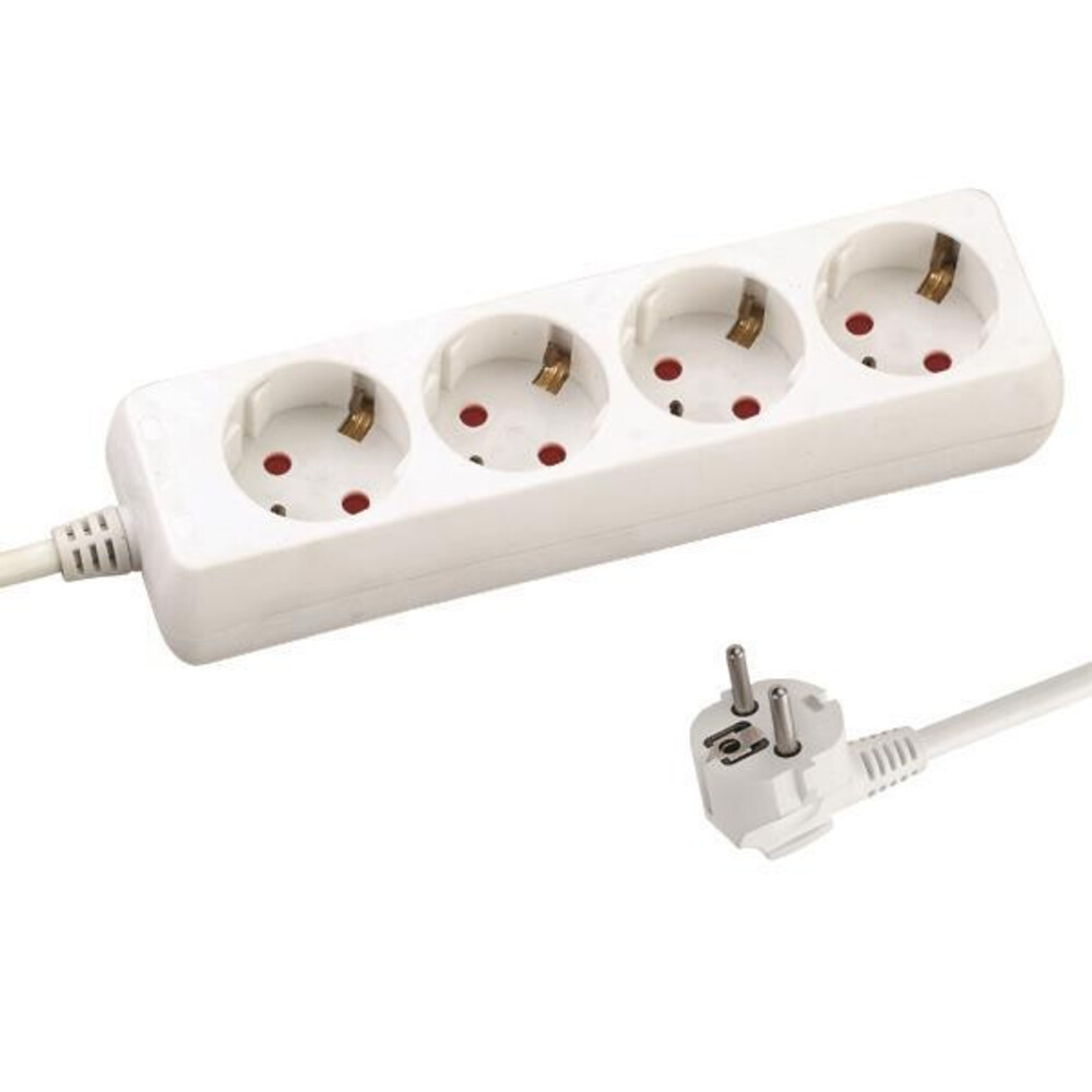Földelt elosztó 4-es 1,5m-es, fehér, Eurolamp, 411152