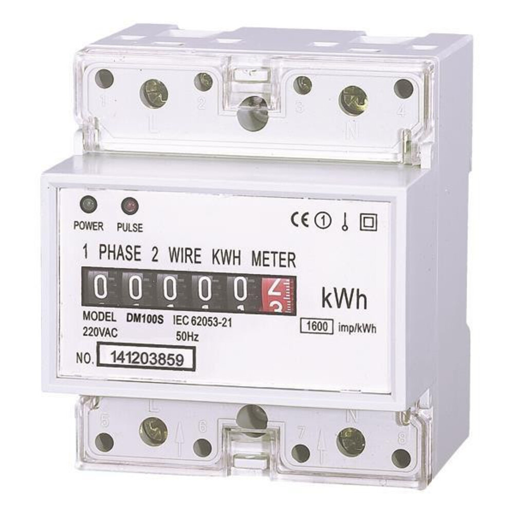 1 Fázisú mechanikus fogyasztásmérő sínre szerelhető 50A 220-240V, Eurolamp, 149297
