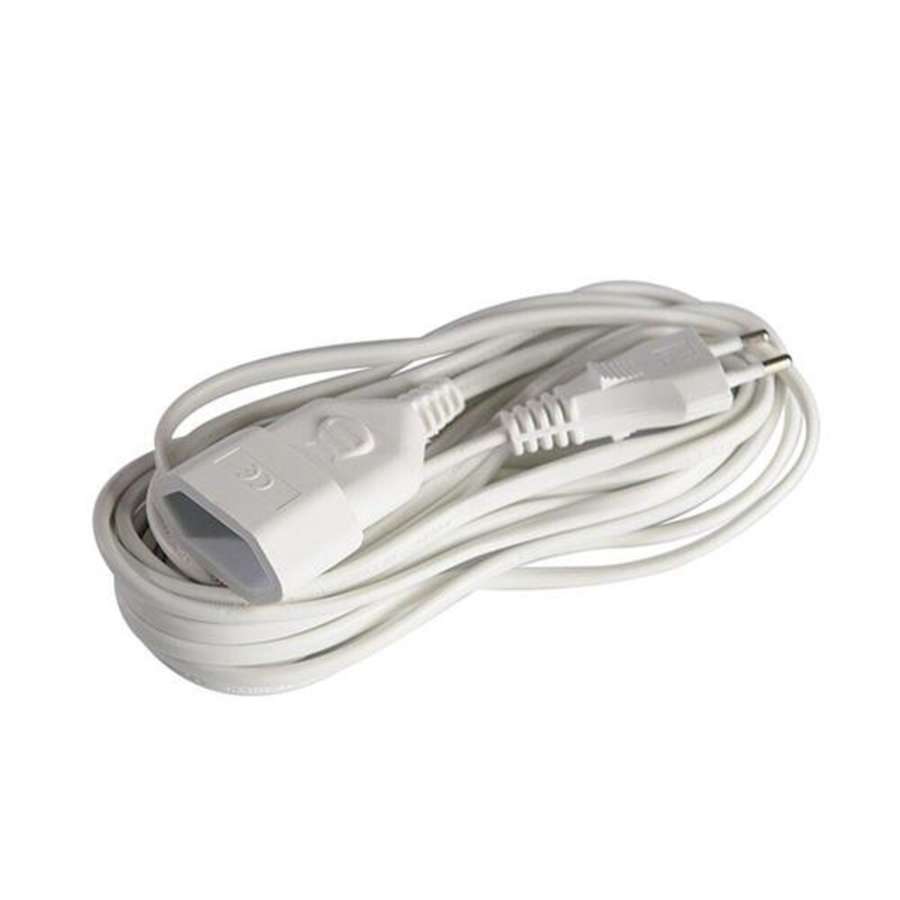 Földeletlen hálózati hosszabbító fehér 2Χ0.75mm 5m 10A 220-240V, Eurolamp, 330923
