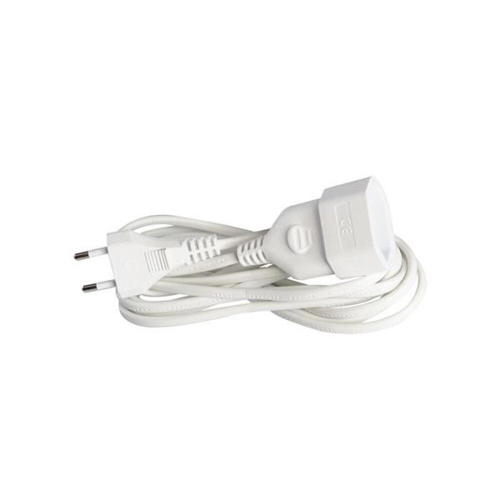 Földeletlen hálózati hosszabbító fehér 2Χ0.75mm 3m 10A 220-240V, Eurolamp, 540733