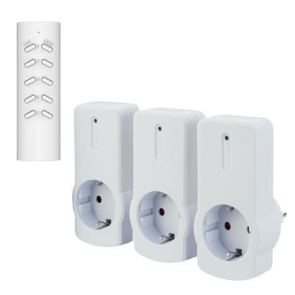 Földelt távirányítható 3-as dugaljzat 16A 220-240V, Eurolamp, 550510