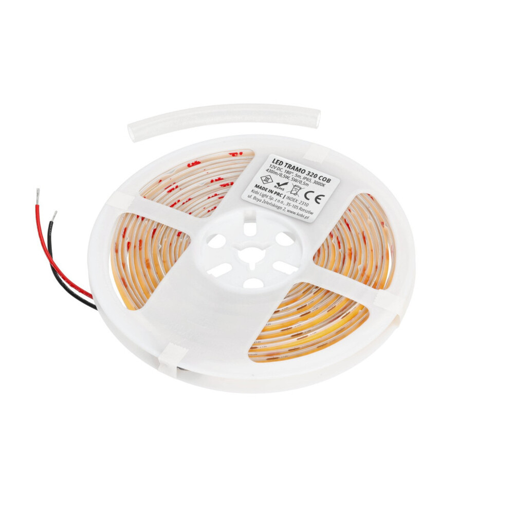LED szalag TRAMO 320 COB 3000K IP65 Kobi Prémium, 10W, meleg fehér, 430lm, CRI≥90, szabályozható, 12V, KOBI-001420