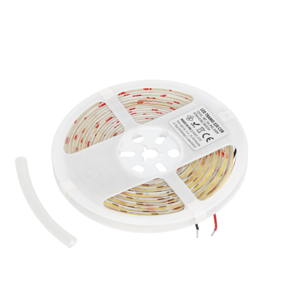 LED szalag TRAMO 320 COB 6500K IP65 Kobi Prémium, 10W, hideg fehér, 475lm, CRI≥90, szabályozható, 12V, KOBI-001422