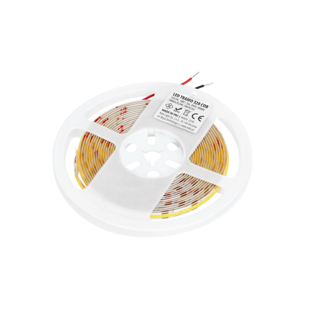LED szalag TRAMO 320 COB 4000K IP20 Kobi Prémium, 10W, természetes fehér, 500lm, CRI≥90, szabályozható, 12V, KOBI-001424