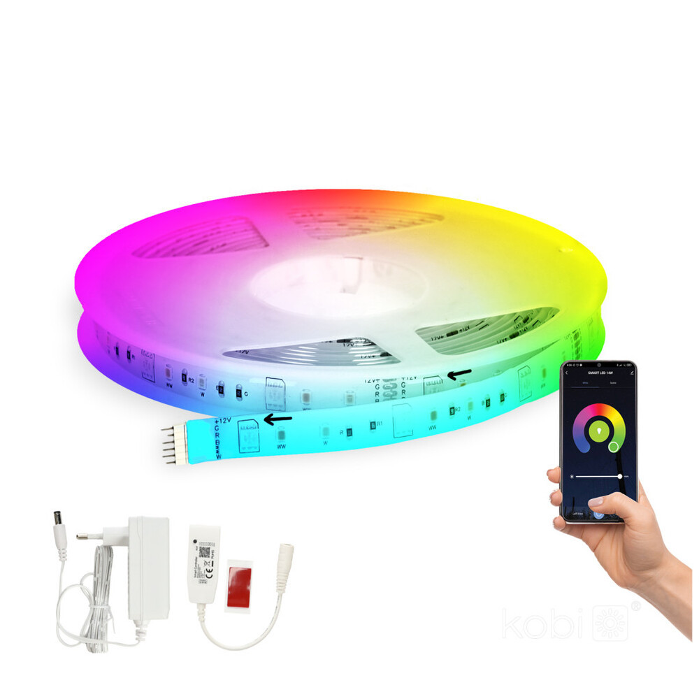 SMART LED szalag szett 48W 5m RGB+CCT WIFI IP20/6 ?1920lm, CRI≥80, KOBI-001429