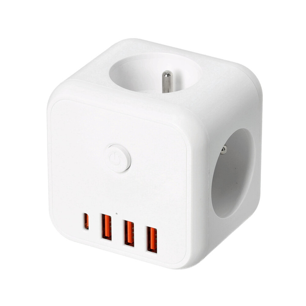 KOBI LINEA PRO CUBE hosszabbító kábel 3 aljzat+3 USB/1 USB-C/Zu+W fehér KOBI-001916