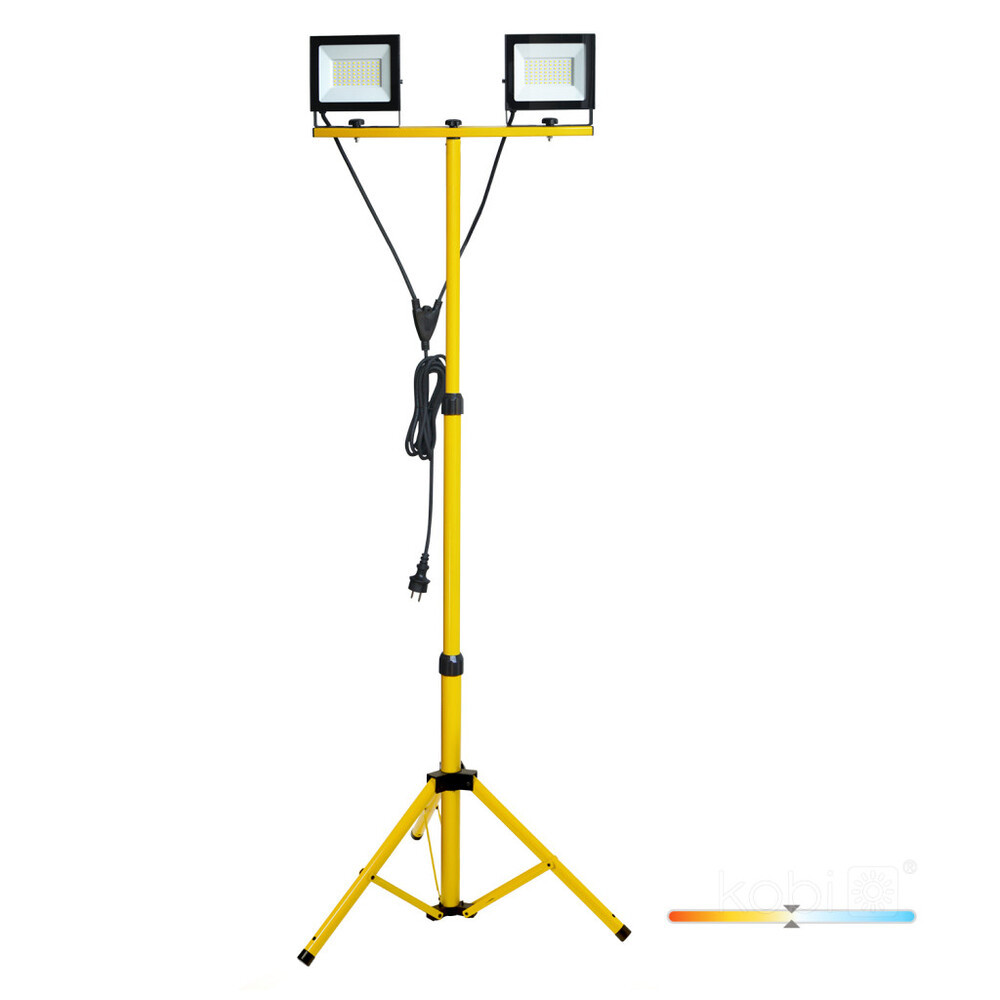 TIGRA reflektor, háromlábú, 2x50W, 4000K, IP54, 100W, természetes fehér, 8500lm, CRI≥80, KOBI-003939