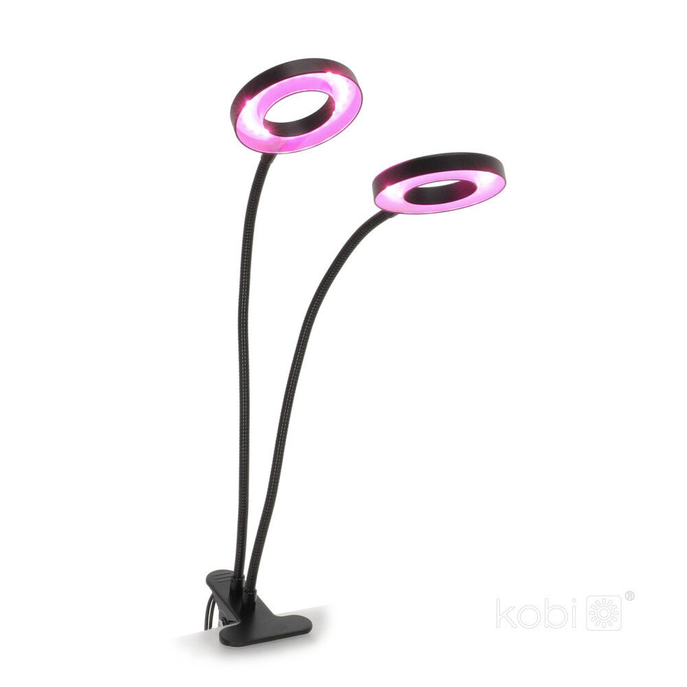LED növénynevelő lámpa VITARO RING 2 csiptetős 8W – Kobi Design, 1200K, lila fényű, 180lm, KOBI-004015
