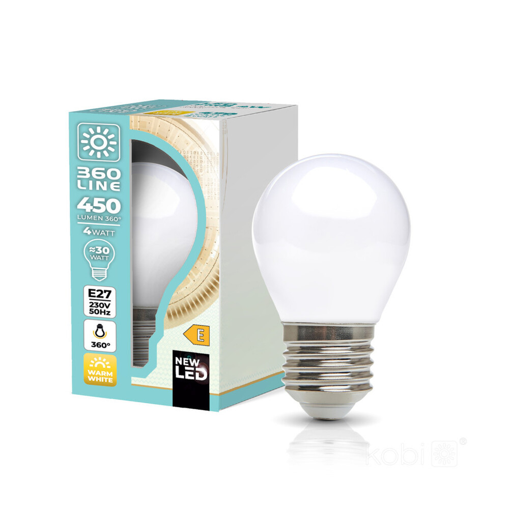 LED izzószálas hatású izzó FMB 4W E27 3000K tejes Kobi 360 Line, meleg fehér, 450lm, CRI≥80, KOBI-004079